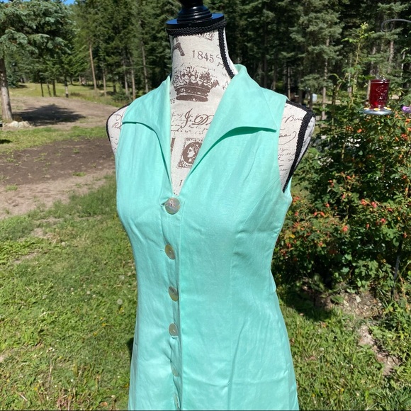 Mint Green Coldwater Creek Linen Blend Dress sz 6 - Picture 2 of 6